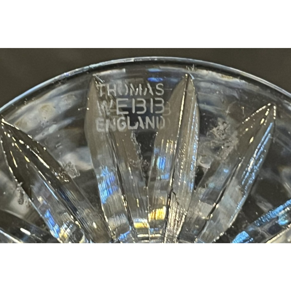 Pair Thomas Webb England Cut Crystal Brandy Snifter Goblets Signed Vintage Ballo - Picture 5 of 6